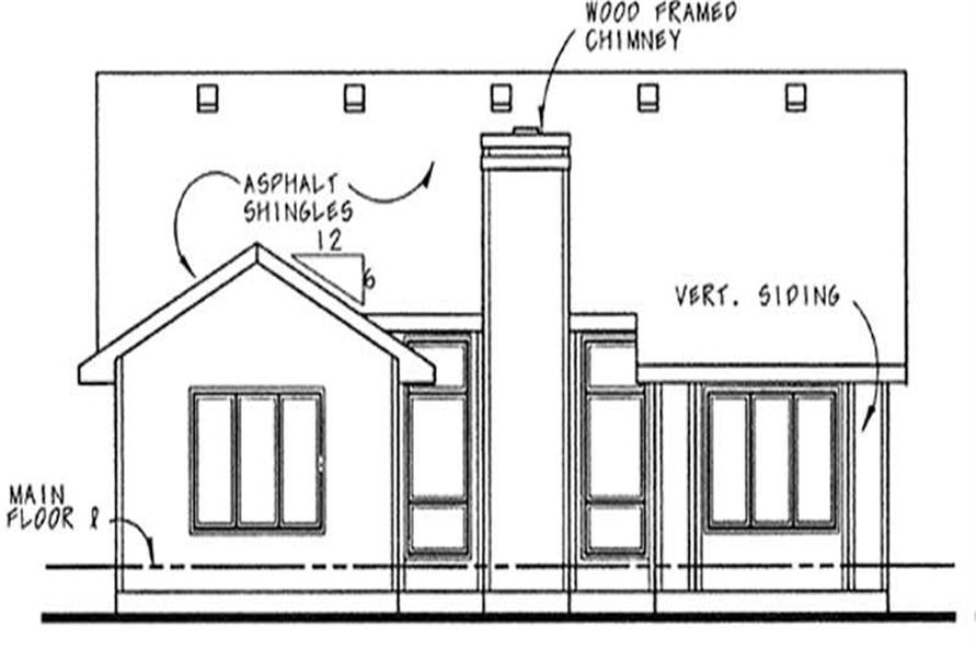 Home Plan Rear Elevation of this 3-Bedroom,1392 Sq Ft Plan -120-1831