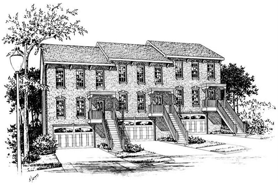 Front elevation of Multi-Unit home (ThePlanCollection: House Plan #120-1836)