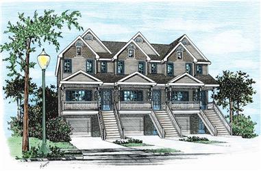 2-Bedroom, 1341 Sq Ft Multi-Unit House Plan - 120-1838 - Front Exterior