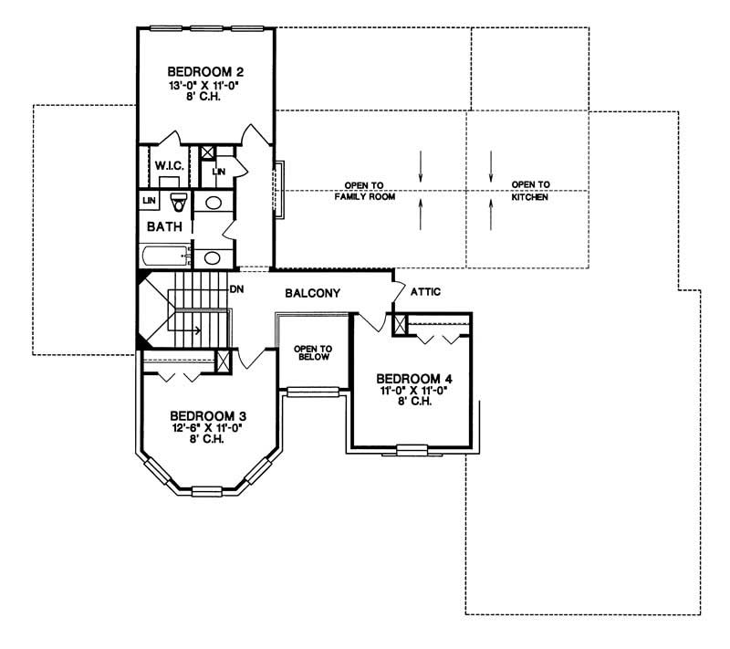 Floor Plan Second Story of European Plan #120-1893
