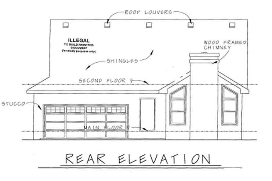 Home Plan Rear Elevation of this 4-Bedroom,2173 Sq Ft Plan -120-1929