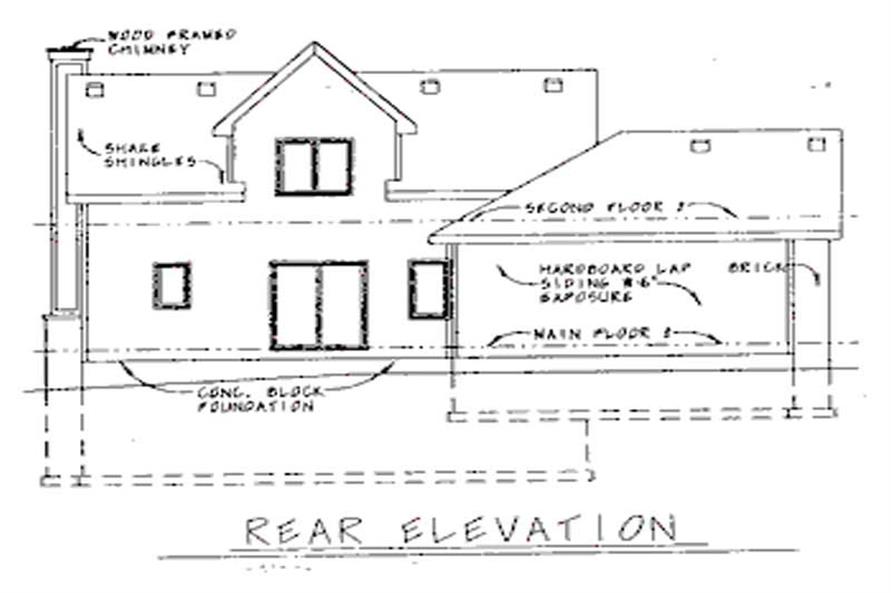 Home Plan Rear Elevation of this 3-Bedroom,1341 Sq Ft Plan -120-1939
