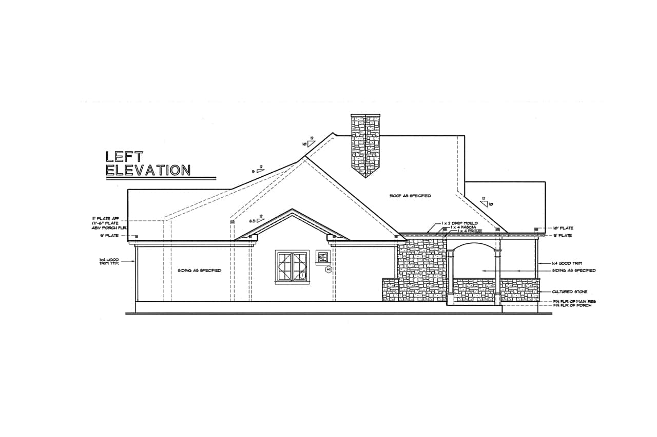 Home Plan Left Elevation of this 3-Bedroom,2203 Sq Ft Plan -120-1977
