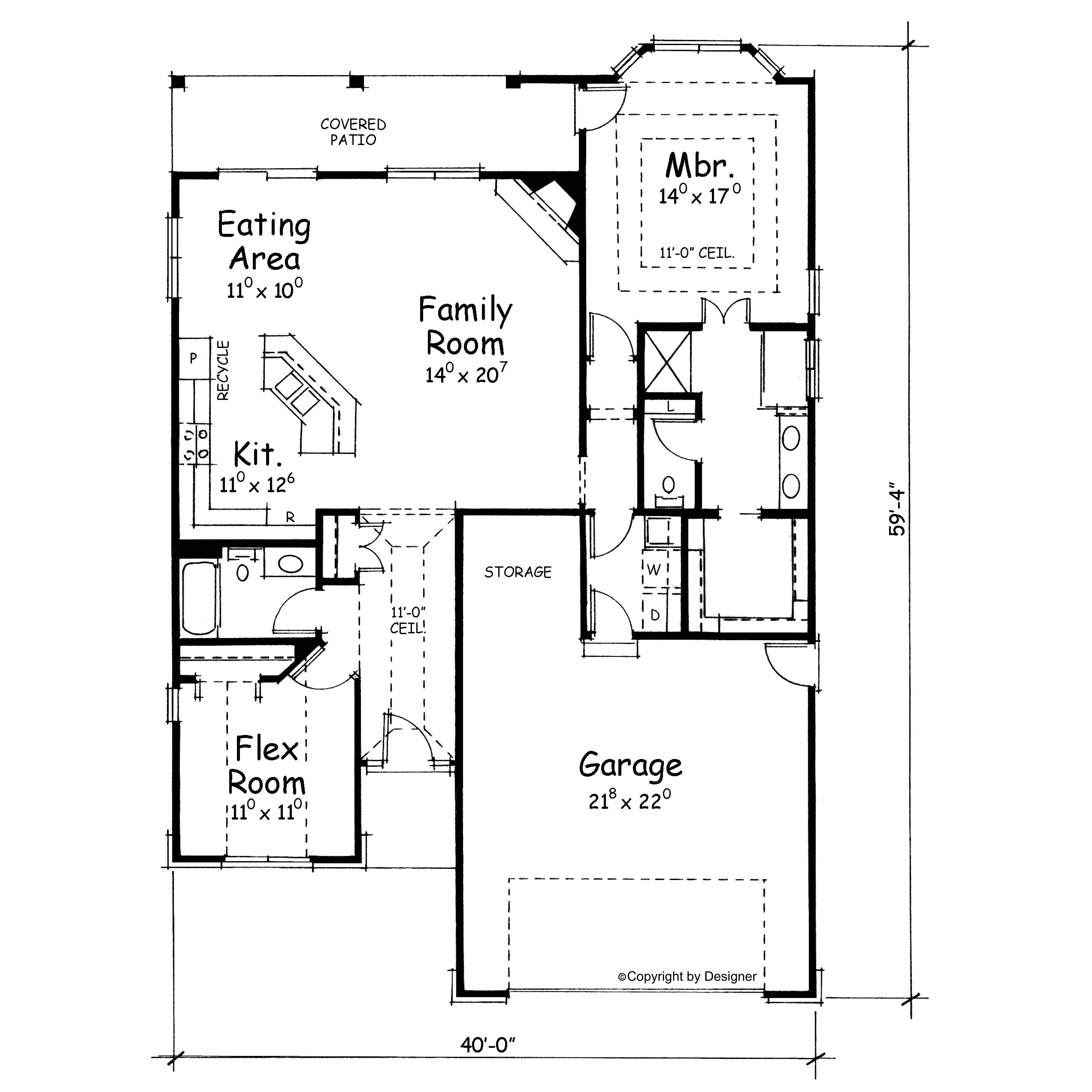 Floor Plan First Story of Ranch Plan #120-2056