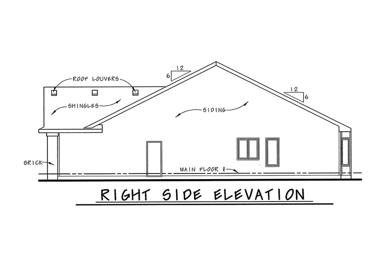 Home Plan Right Elevation of this 2-Bedroom,1423 Sq Ft Plan -120-2056