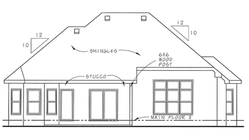 Home Plan Rear Elevation of this 3-Bedroom,1905 Sq Ft Plan -120-2066