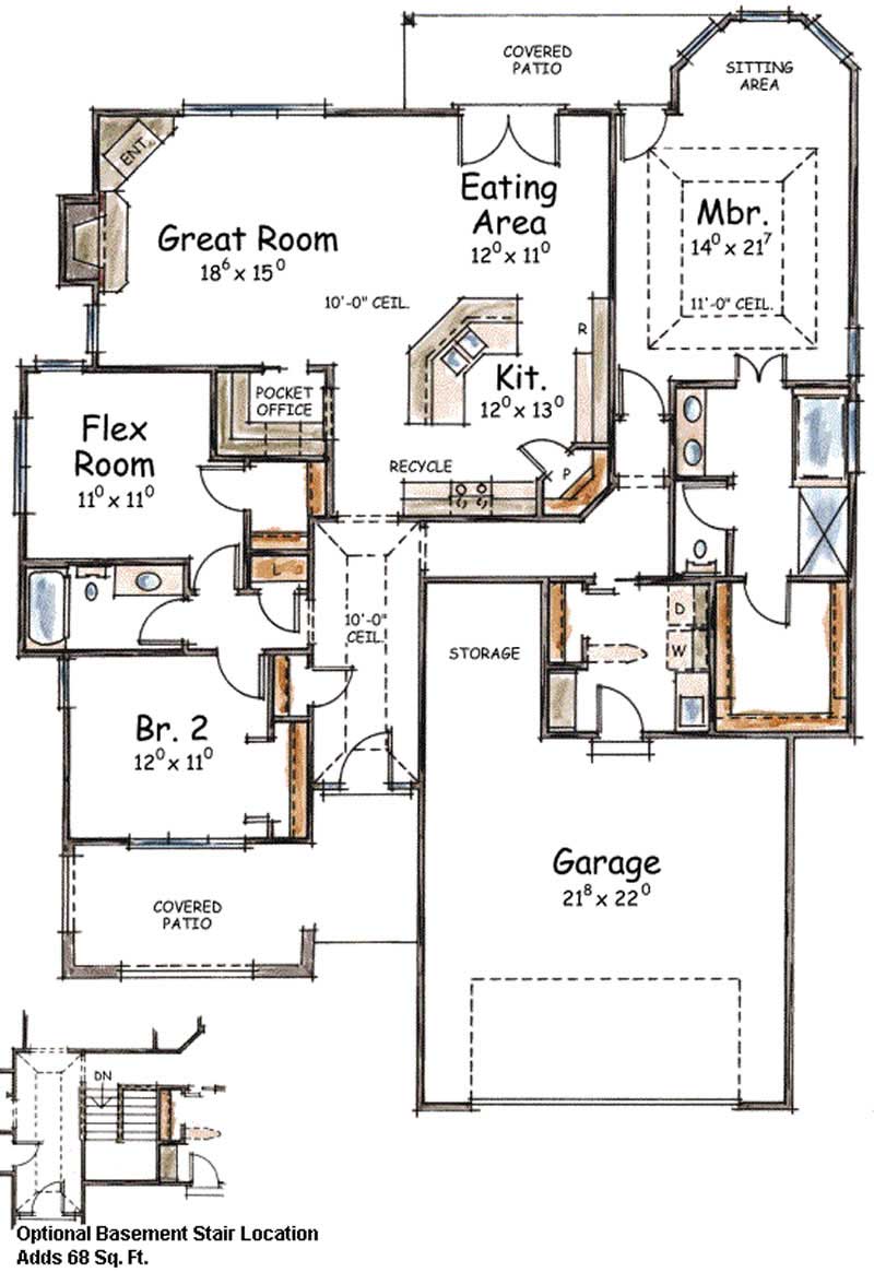 Floor Plan First Story of Country Plan #120-2066