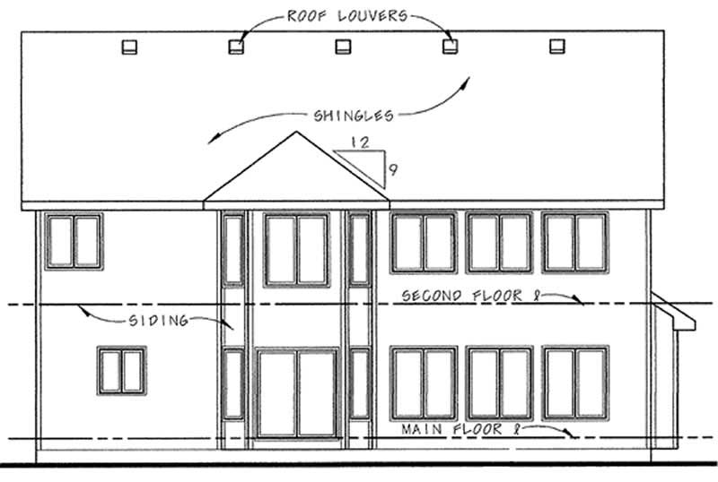 Home Plan Rear Elevation of this 4-Bedroom,2671 Sq Ft Plan -120-2074