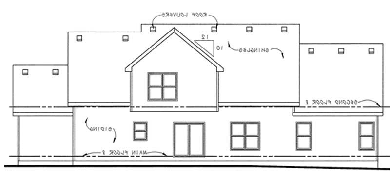 Home Plan Rear Elevation of this 4-Bedroom,2765 Sq Ft Plan -120-2095