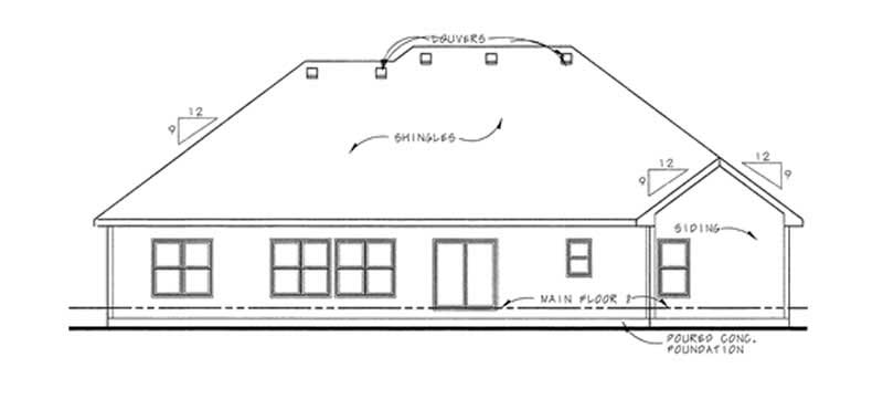 Home Plan Rear Elevation of this 3-Bedroom,2081 Sq Ft Plan -120-2098
