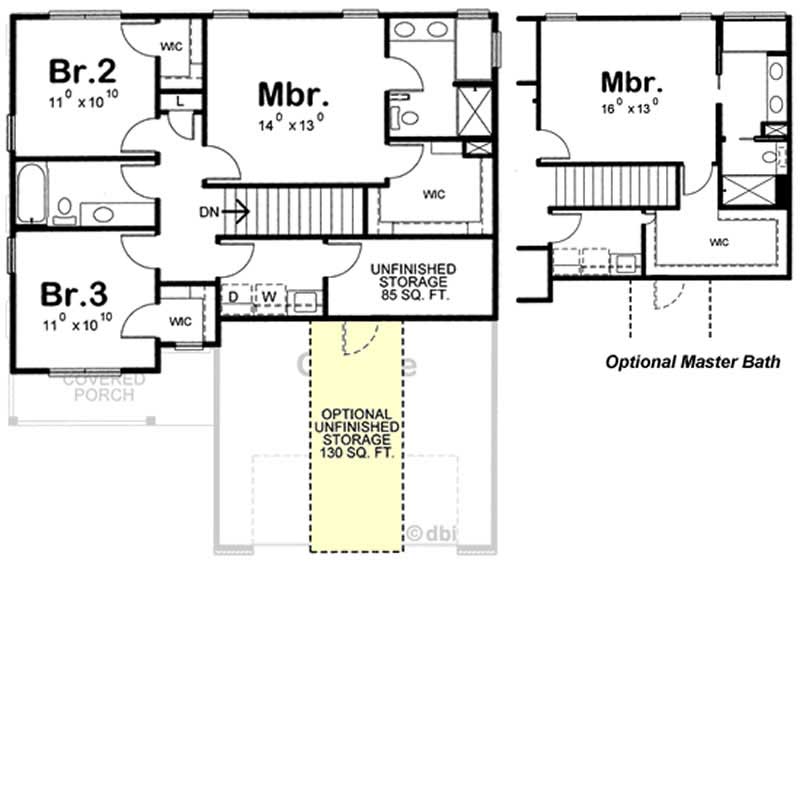 Floor Plan Second Story of Country Plan #120-2110