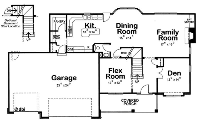Floor Plan First Story of Ranch Plan #120-2119