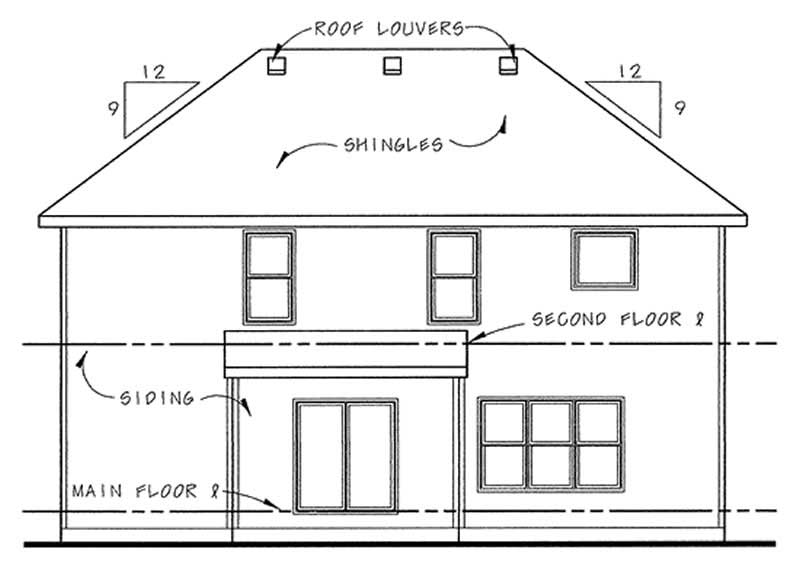 Home Plan Rear Elevation of this 4-Bedroom,2429 Sq Ft Plan -120-2124