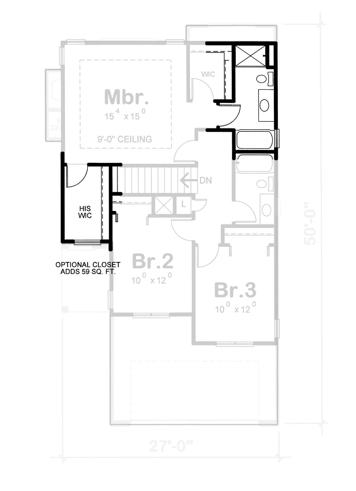 Upper Level of Small House Plans #120-2136