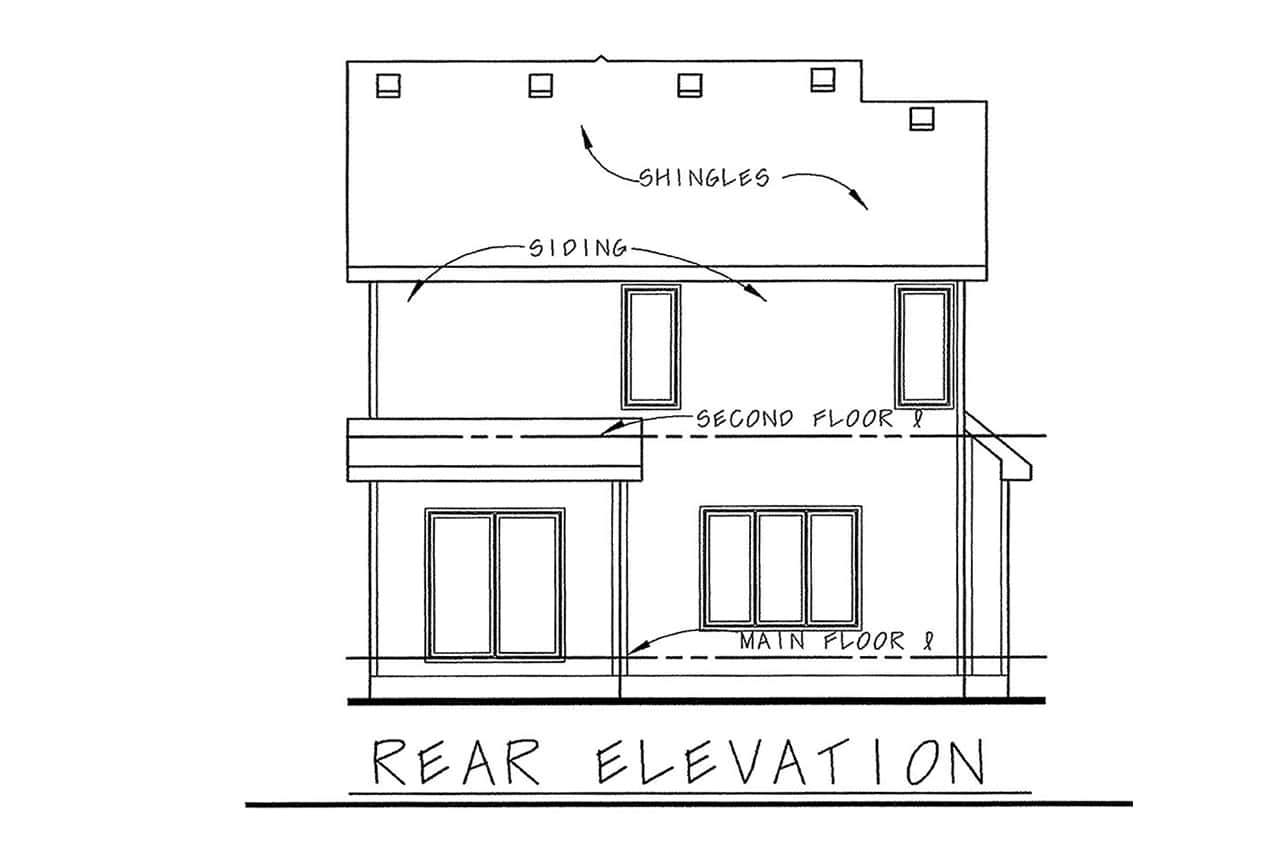 Home Plan Rear Elevation of this 3-Bedroom,1560 Sq Ft Plan -120-2136