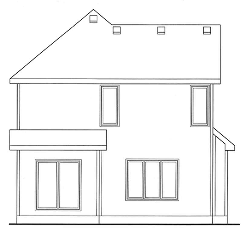 Home Plan Rear Elevation of this 3-Bedroom,1550 Sq Ft Plan -120-2137