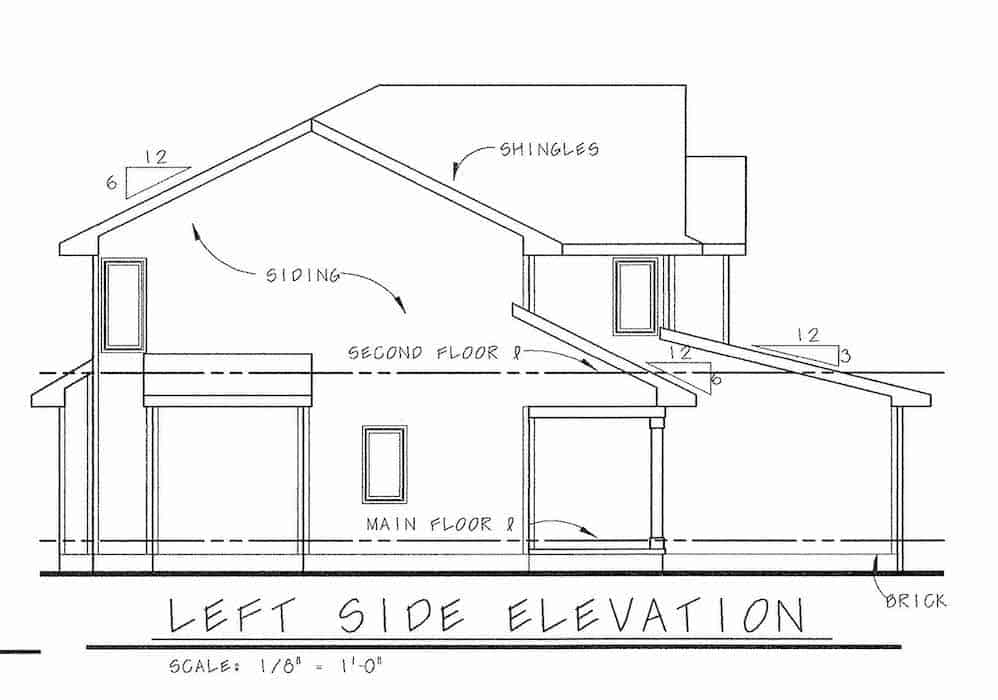 Home Plan Left Elevation of this 3-Bedroom,1550 Sq Ft Plan -120-2137