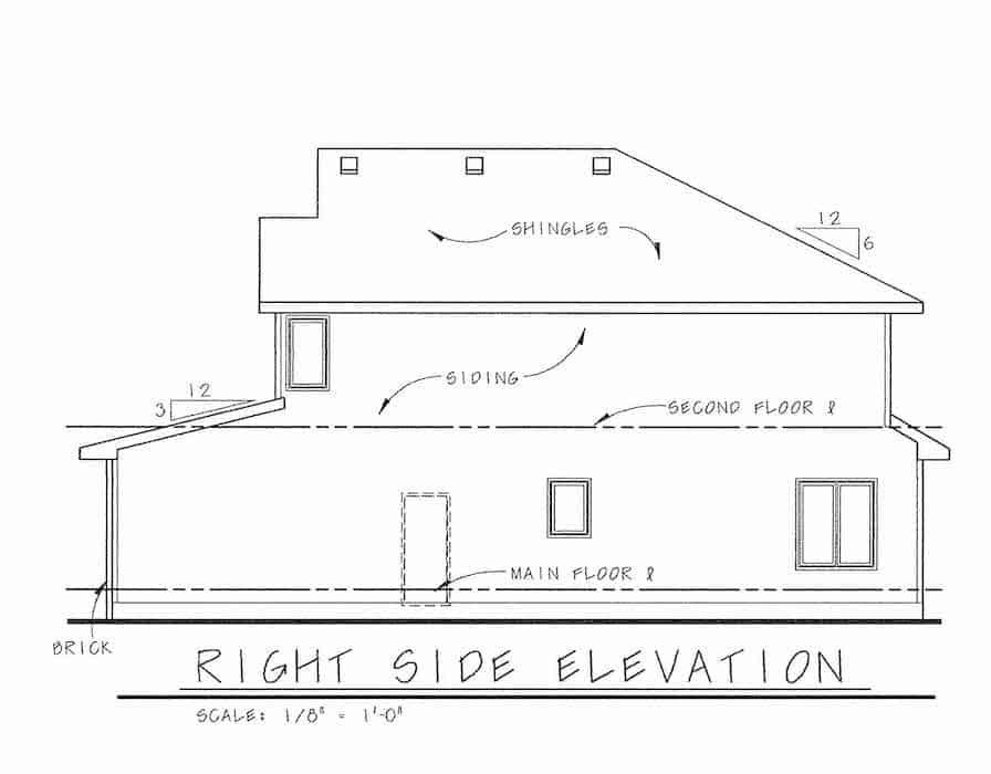 Home Plan Right Elevation of this 3-Bedroom,1550 Sq Ft Plan -120-2137