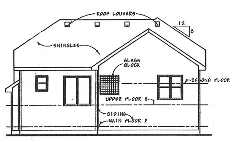 Home Plan Rear Elevation of this 3-Bedroom,1638 Sq Ft Plan -120-2139