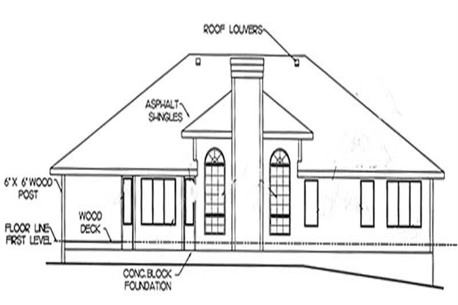 Home Plan Rear Elevation of this 3-Bedroom,2022 Sq Ft Plan -120-2144