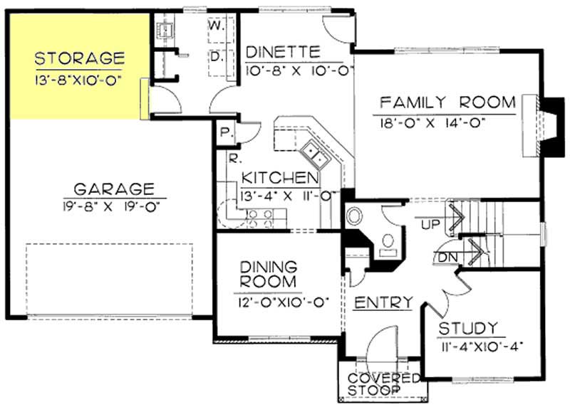 Floor Plan First Story of Traditional Plan #120-2150