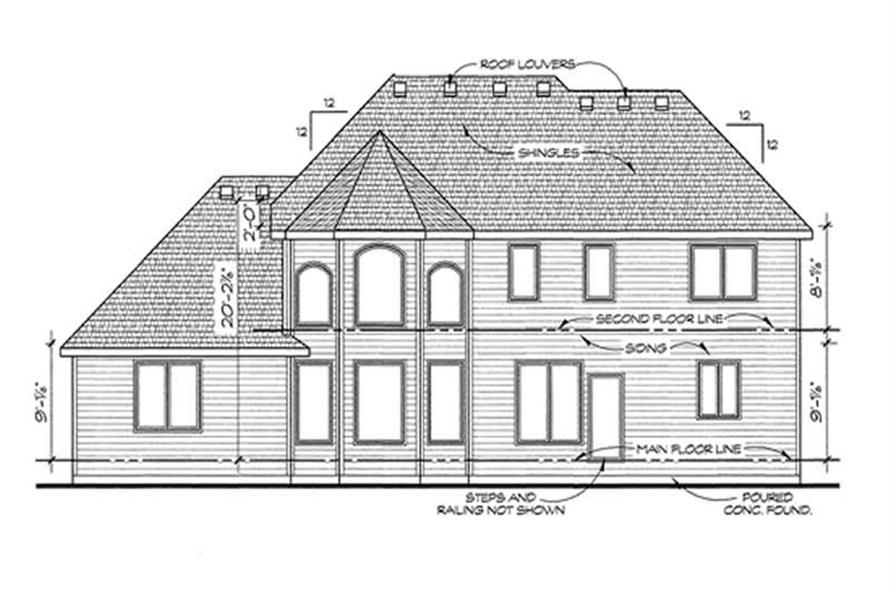 Home Plan Rear Elevation of this 4-Bedroom,2999 Sq Ft Plan -120-2171