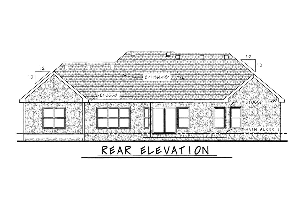 Home Plan Rear Elevation of this 3-Bedroom,2065 Sq Ft Plan -120-2178