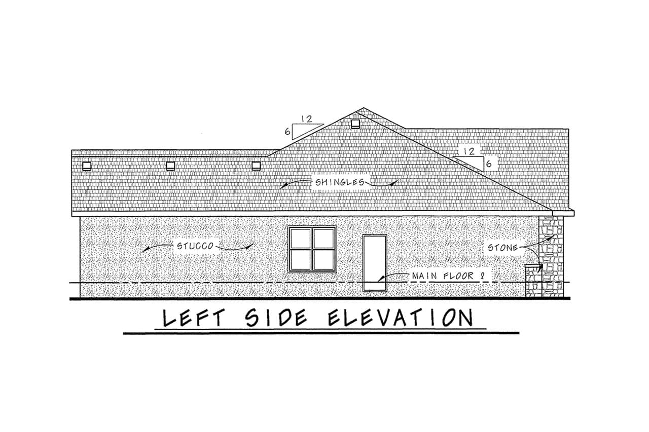 Home Plan Left Elevation of this 3-Bedroom,2065 Sq Ft Plan -120-2178