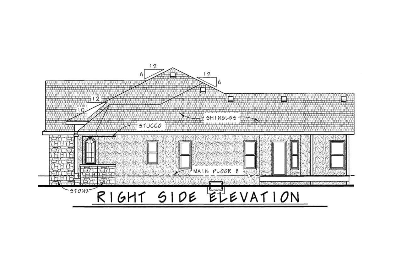 Home Plan Right Elevation of this 3-Bedroom,2065 Sq Ft Plan -120-2178
