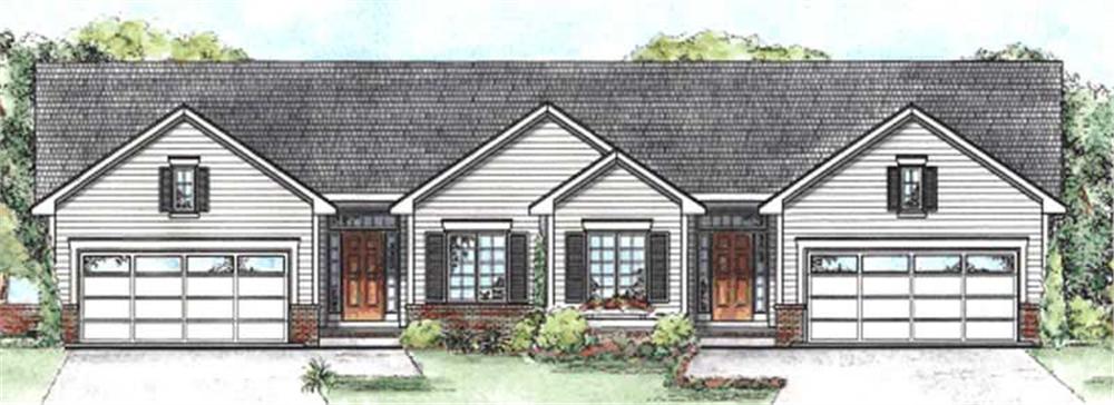 Front elevation of Multi-Unit home (ThePlanCollection: House Plan #120-2196)