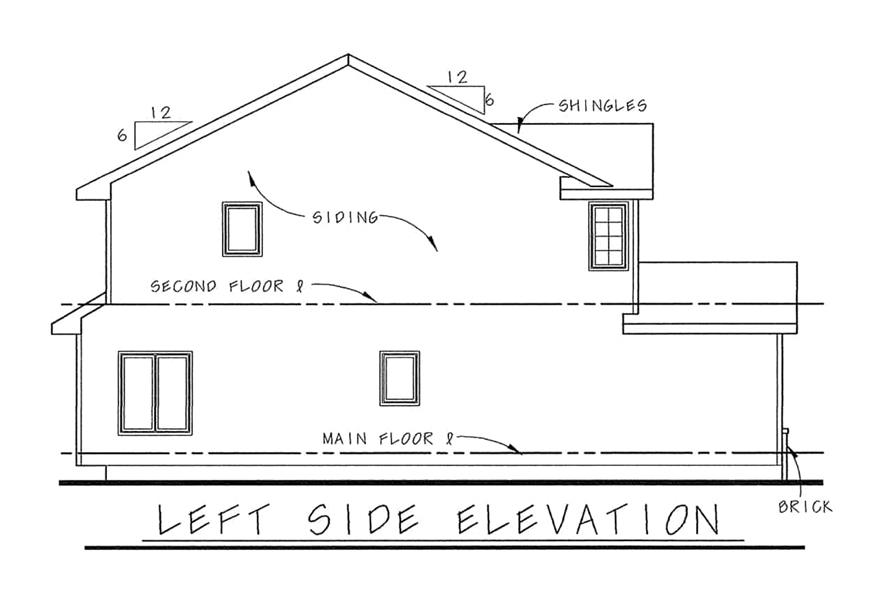 Home Plan Left Elevation of this 3-Bedroom,1440 Sq Ft Plan -120-2199