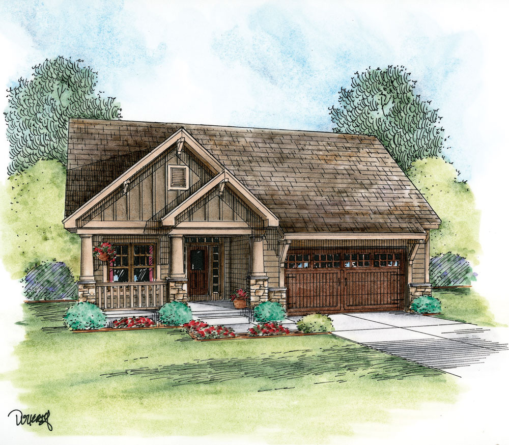 Front View of this 3-Bedroom, 1356 Sq Ft Plan - 120-2233
