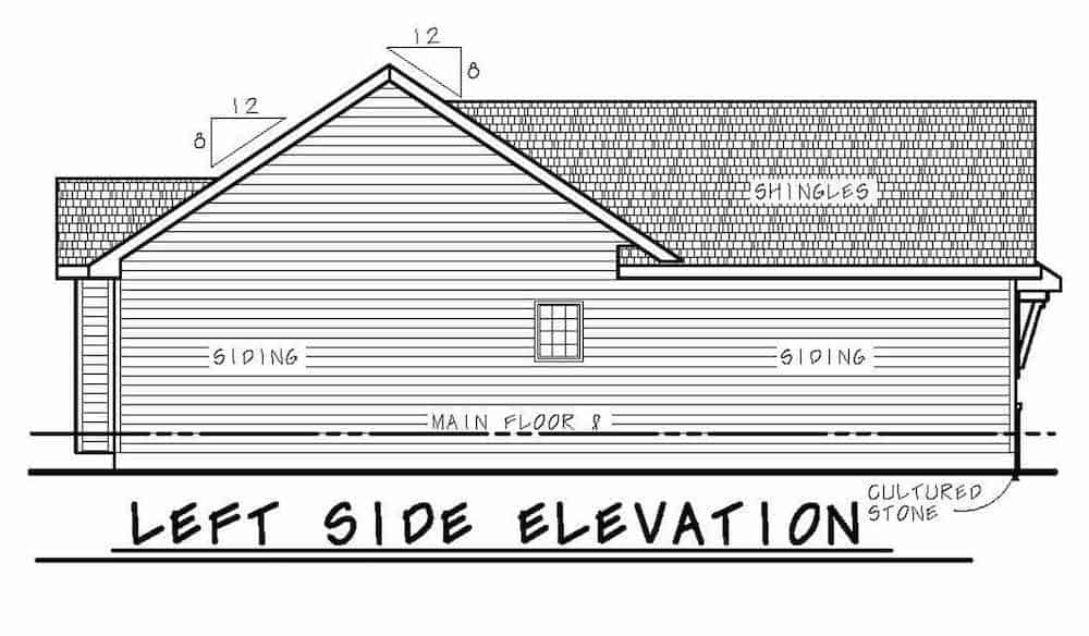 Home Plan Left Elevation of this 3-Bedroom,1265 Sq Ft Plan -120-2237