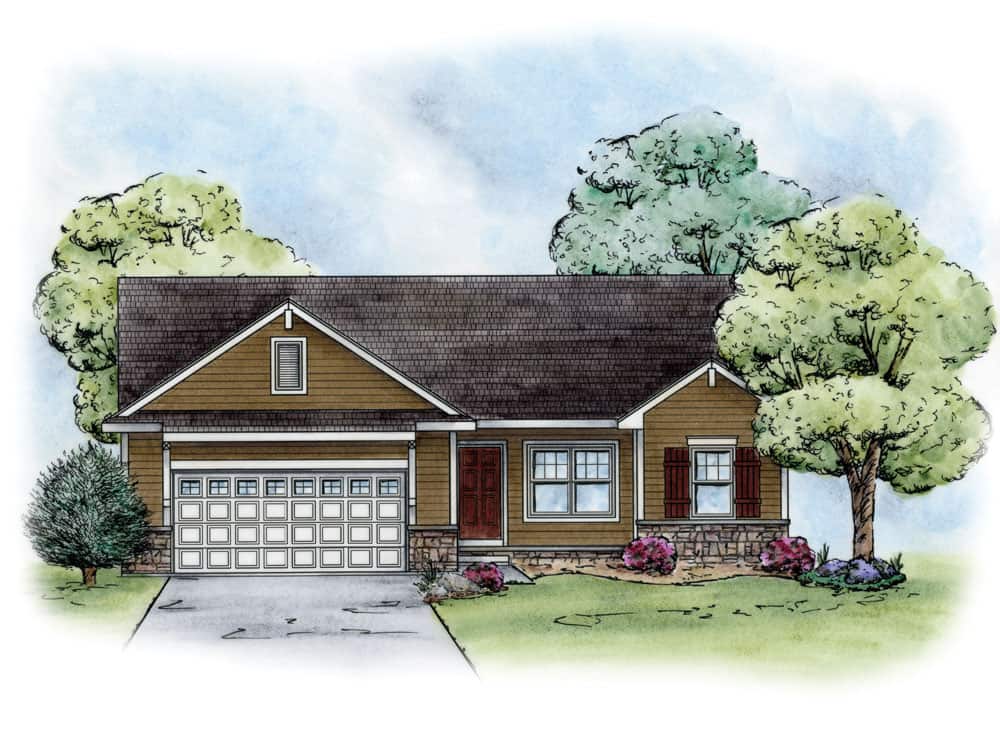 Front View of this 3-Bedroom, 1265 Sq Ft Plan - 120-2237