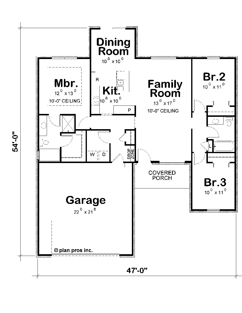 Floor Plan First Story of Traditional Plan #120-2258