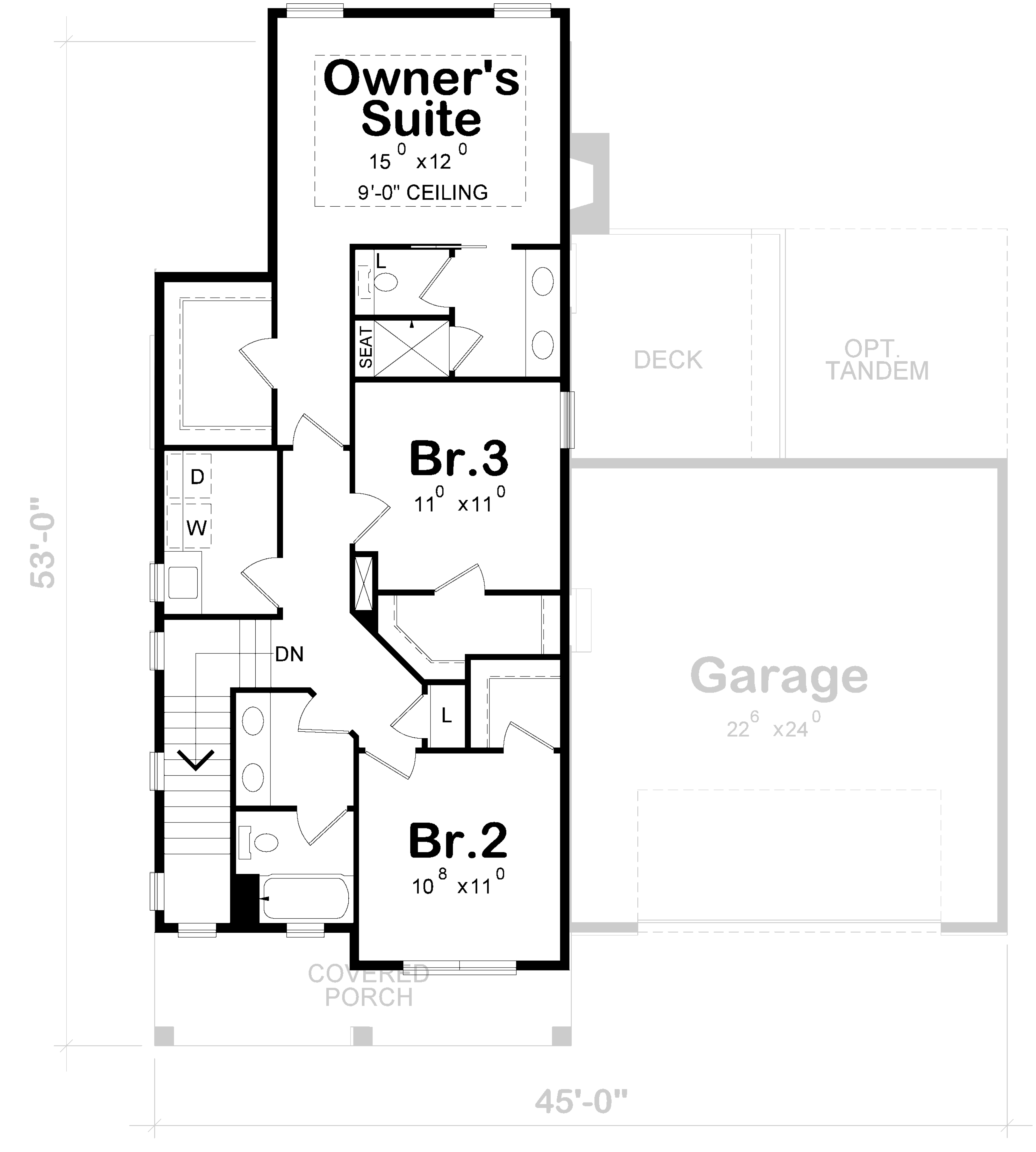Floor Plan Second Story of Craftsman Plan #120-2261