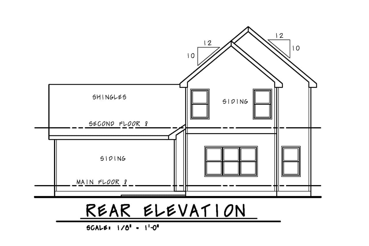 Rear View of this 3-Bedroom,1905 Sq Ft Plan -120-2261