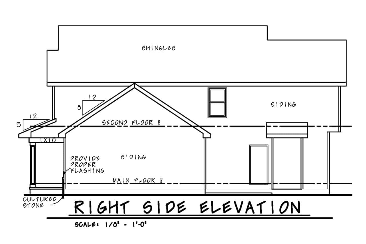 Home Plan Right Elevation of this 3-Bedroom,1905 Sq Ft Plan -120-2261
