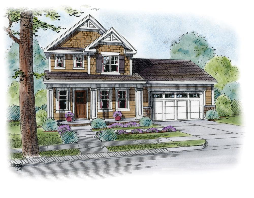 Front Elevation of this Craftsman House (#120-2261) at The Plan Collection.
