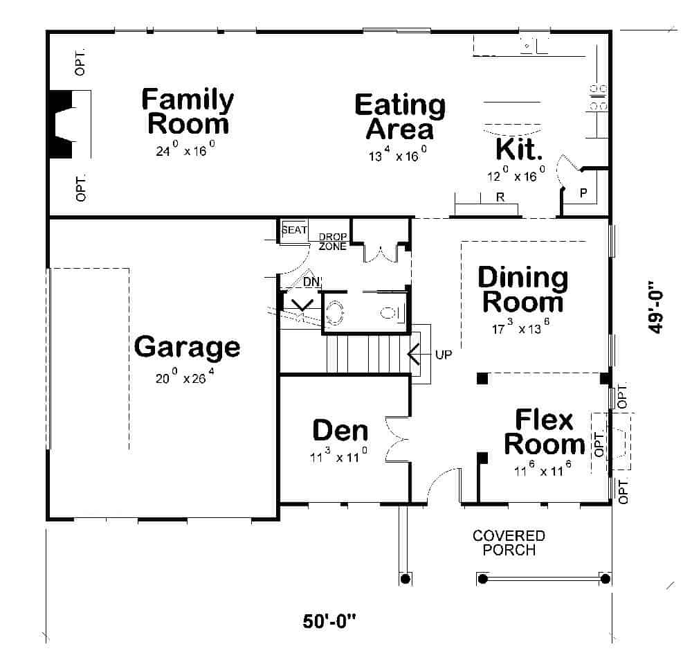 Floor Plan Main Level of Traditional Plan #120-2272