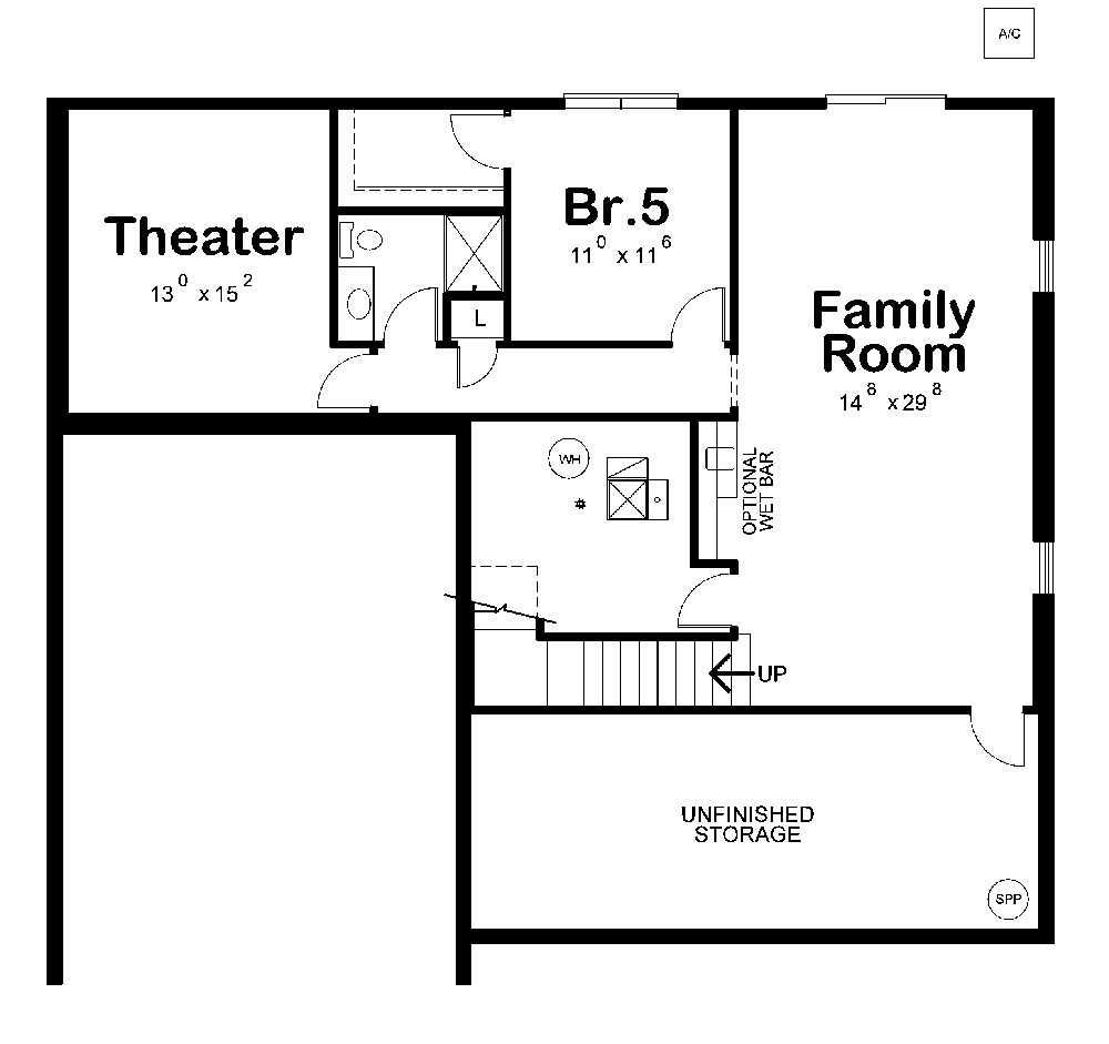Floor Plan Basement of Traditional Plan #120-2272