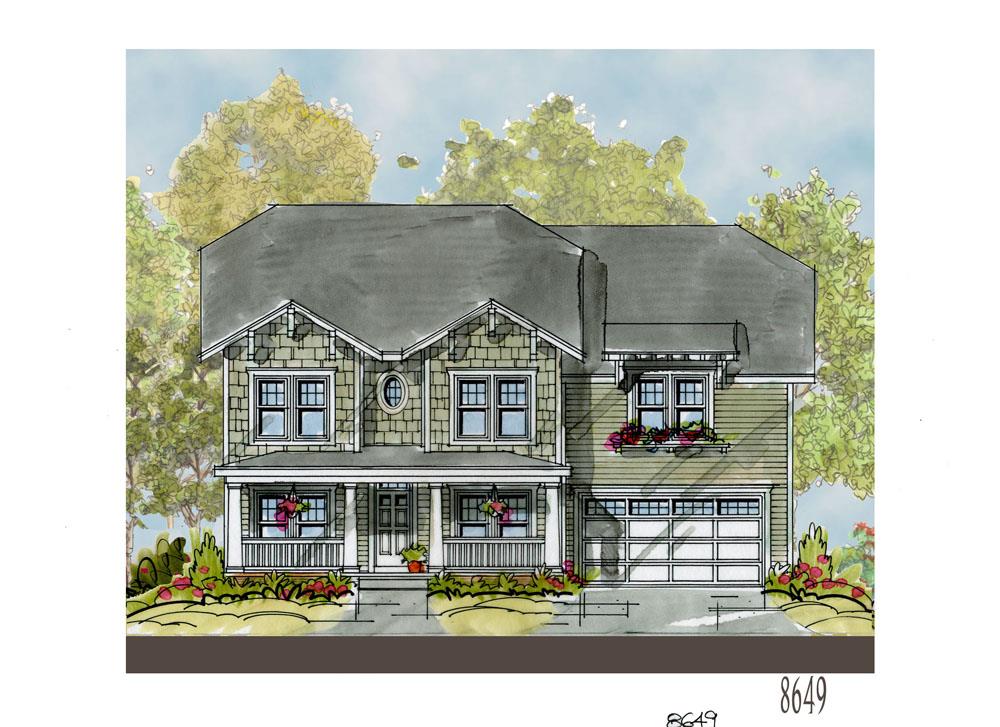 Front Elevation of this Craftsman House (#120-2286) at The Plan Collection.