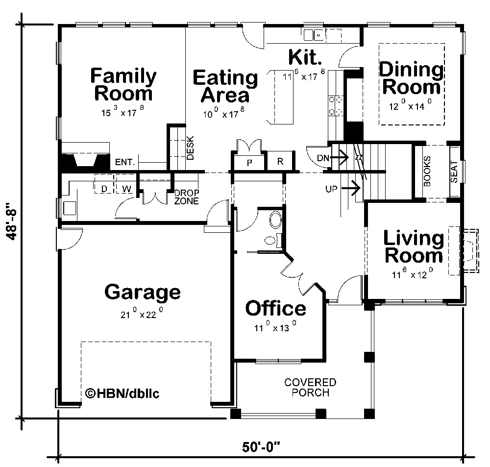 Floor Plan First Story of Craftsman Plan #120-2290