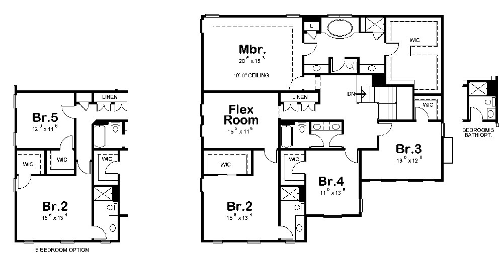 Floor Plan Second Story of Craftsman Plan #120-2290