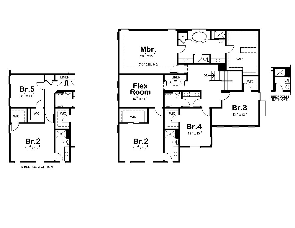 Floor Plan Second Story of European Plan #120-2291
