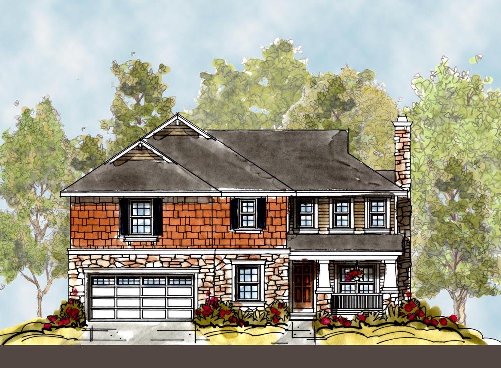 Front Elevation of this Craftsman House (#120-2292) at The Plan Collection.