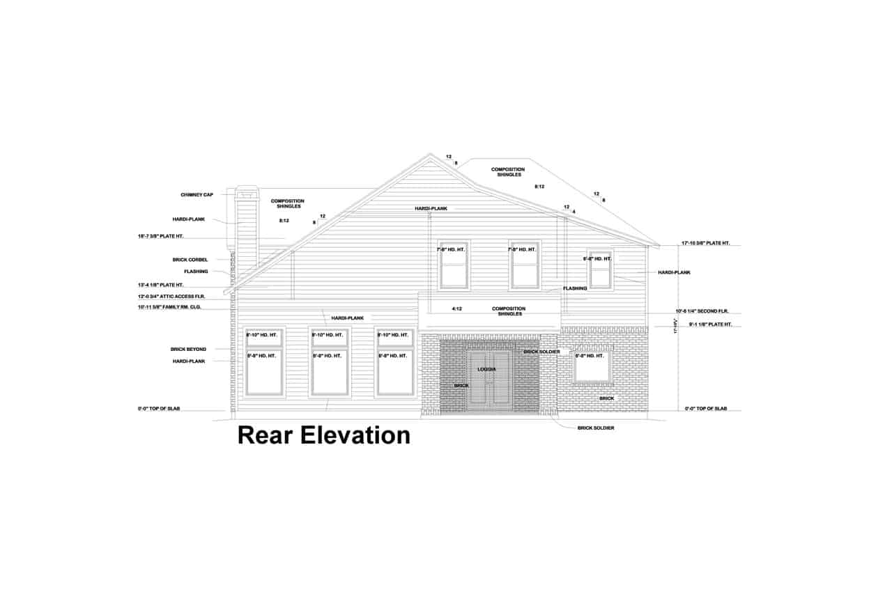 Home Plan Rear Elevation of this 4-Bedroom,2879 Sq Ft Plan -120-2303