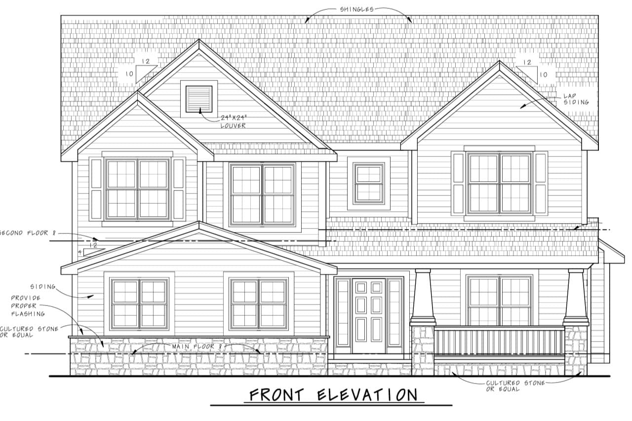Home Plan Front Elevation of this 4-Bedroom,2498 Sq Ft Plan -120-2304