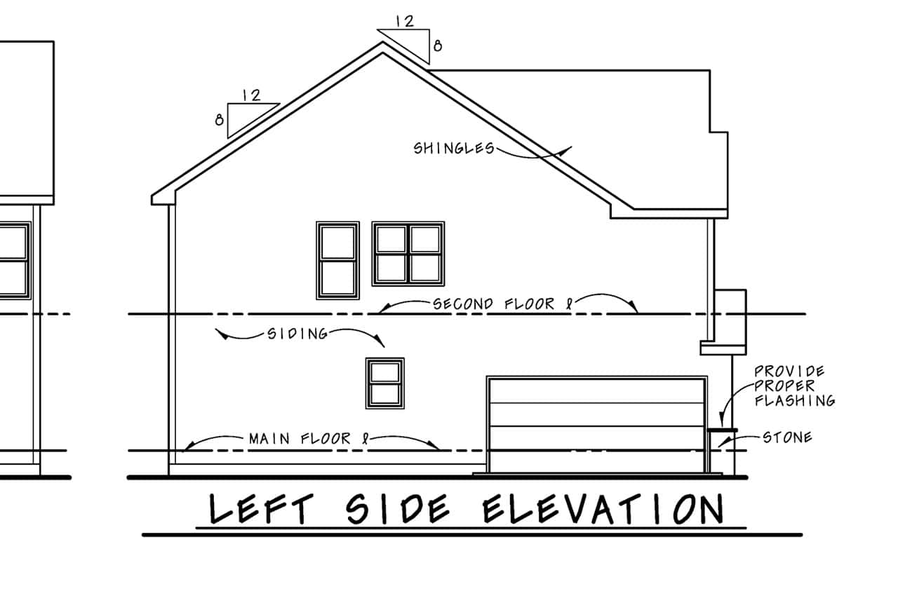 Home Plan Left Elevation of this 4-Bedroom,2498 Sq Ft Plan -120-2304