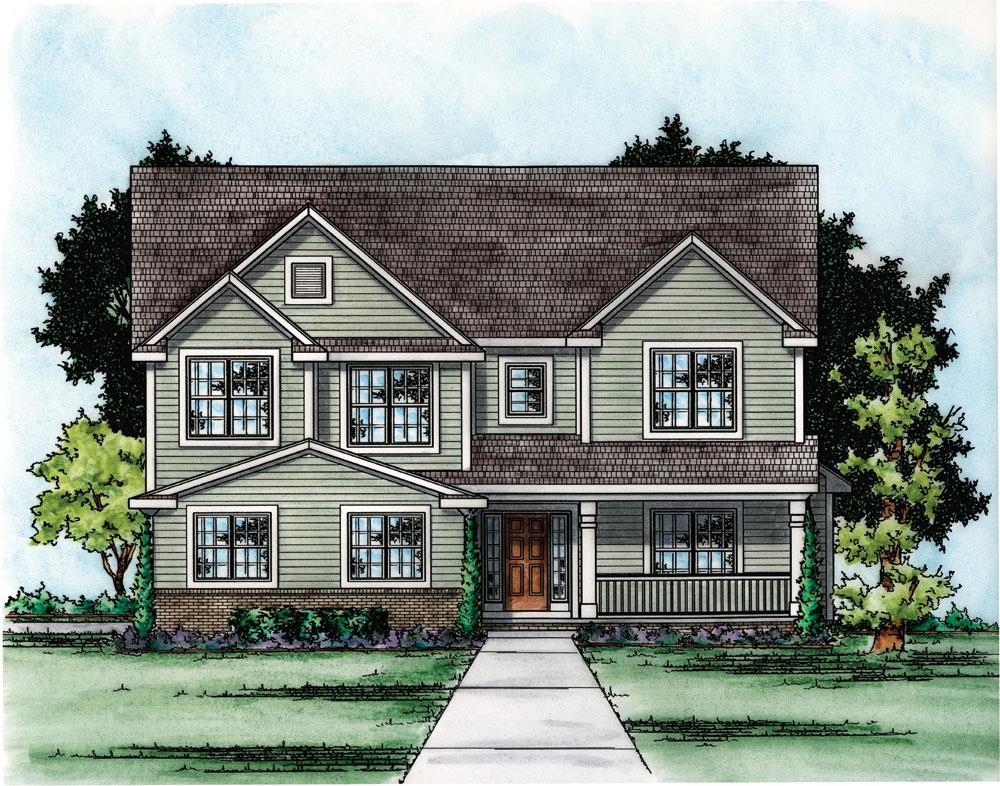 Front Elevation of this Traditional House (#120-2304) at The Plan Collection.